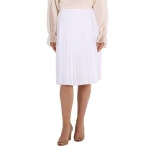 Burberry White Midi Pleated Silk Skirt